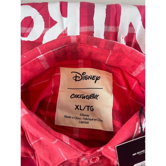 NWT Cakeworthy Disney Lilo Embroidered Red Plaid Flannel Sz XL Pudge Graffiti - Picture 11 of 12